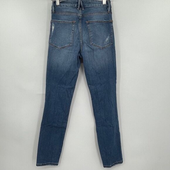 Good American Blue Good Legs Crop Split Stud Hem Stretch Denim Jeans Size 2/26 - Picture 6 of 7
